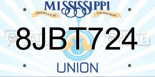 8JBT724 Mississippi License Plate