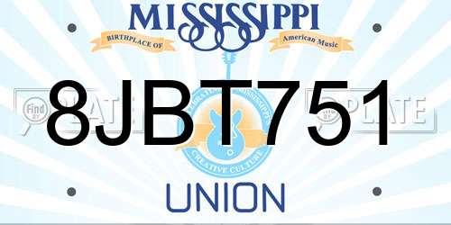 8JBT751 Mississippi License Plate