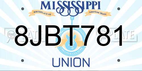 8JBT781 Mississippi License Plate