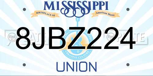 8JBZ224 Mississippi License Plate