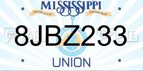 8JBZ233 Mississippi License Plate