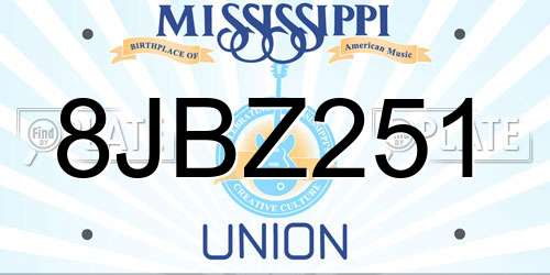 8JBZ251 Mississippi License Plate