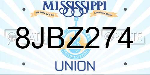 8JBZ274 Mississippi License Plate