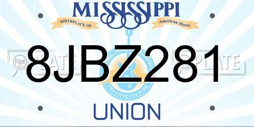 8JBZ281 Mississippi License Plate