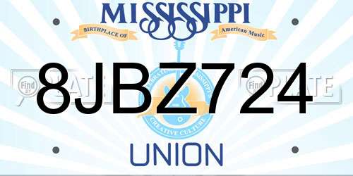 8JBZ724 Mississippi License Plate