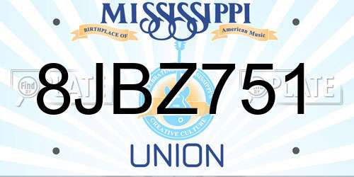8JBZ751 Mississippi License Plate