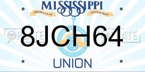 8JCH64 Mississippi License Plate