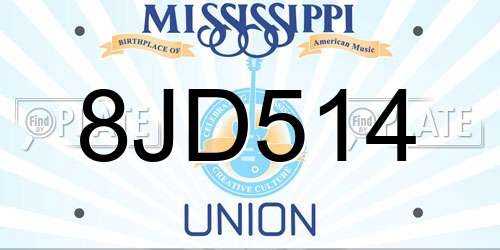 8JD514 Mississippi License Plate