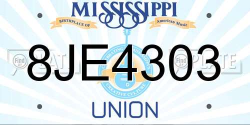 8JE4303 Mississippi License Plate