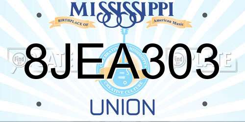 8JEA303 Mississippi License Plate