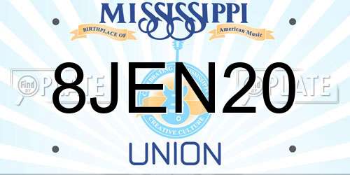 8JEN20 Mississippi License Plate