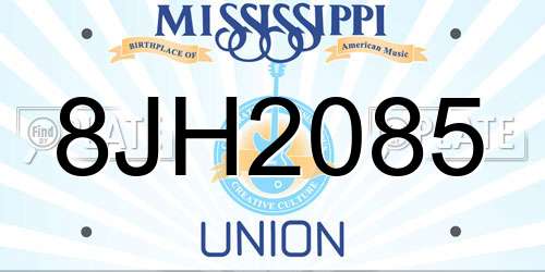 8JH2085 Mississippi License Plate