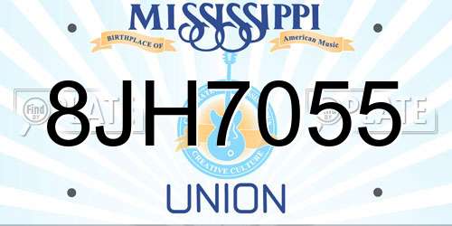 8JH7055 Mississippi License Plate