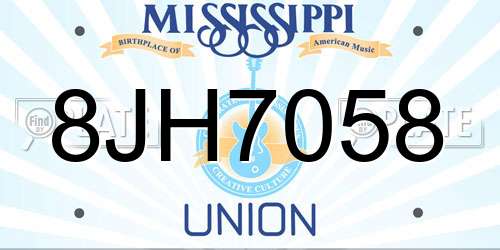 8JH7058 Mississippi License Plate