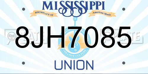 8JH7085 Mississippi License Plate