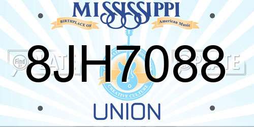 8JH7088 Mississippi License Plate