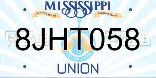8JHT058 Mississippi License Plate