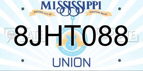 8JHT088 Mississippi License Plate