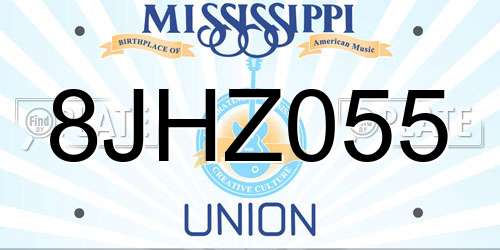 8JHZ055 Mississippi License Plate