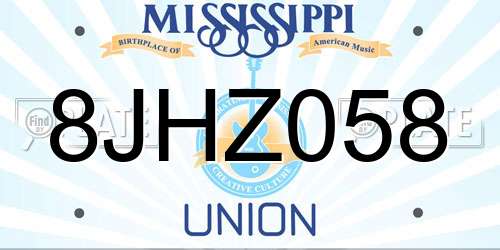 8JHZ058 Mississippi License Plate
