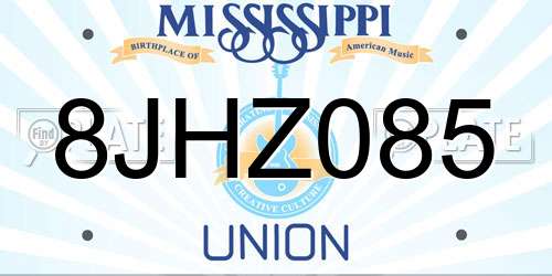 8JHZ085 Mississippi License Plate