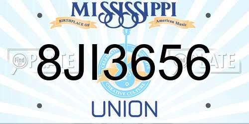 8JI3656 Mississippi License Plate