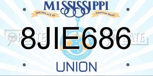 8JIE686 Mississippi License Plate