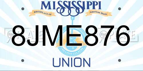 8JME876 Mississippi License Plate