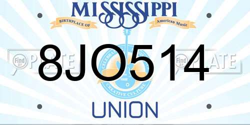 8JO514 Mississippi License Plate