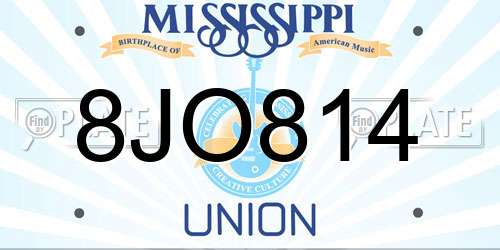 8JO814 Mississippi License Plate