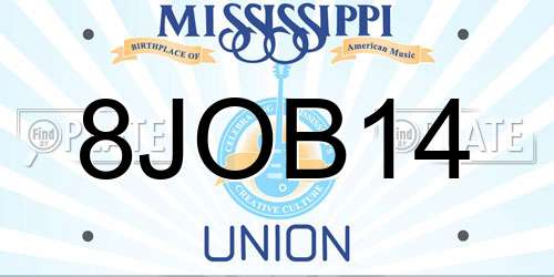 8JOB14 Mississippi License Plate