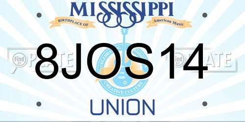 8JOS14 Mississippi License Plate