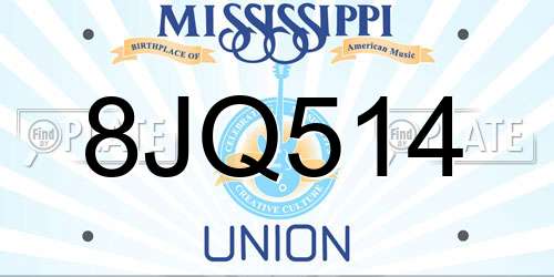 8JQ514 Mississippi License Plate