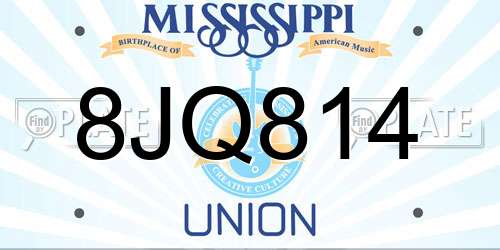8JQ814 Mississippi License Plate