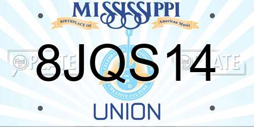 8JQS14 Mississippi License Plate