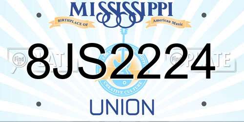 8JS2224 Mississippi License Plate