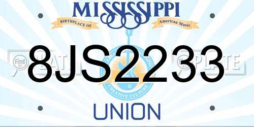 8JS2233 Mississippi License Plate