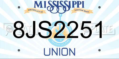 8JS2251 Mississippi License Plate