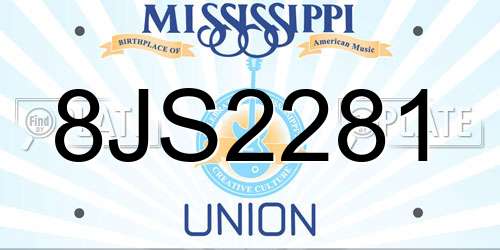 8JS2281 Mississippi License Plate