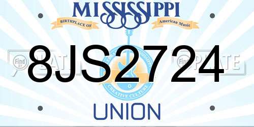 8JS2724 Mississippi License Plate