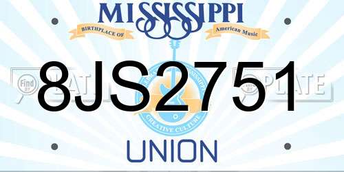 8JS2751 Mississippi License Plate