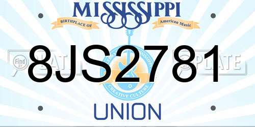 8JS2781 Mississippi License Plate