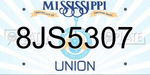 8JS5307 Mississippi License Plate