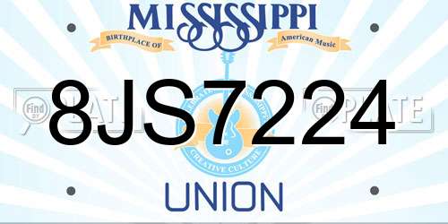 8JS7224 Mississippi License Plate