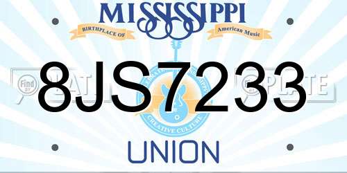 8JS7233 Mississippi License Plate