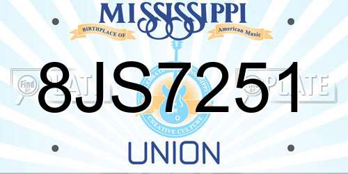 8JS7251 Mississippi License Plate