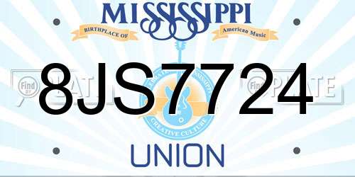 8JS7724 Mississippi License Plate