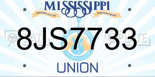 8JS7733 Mississippi License Plate