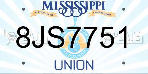 8JS7751 Mississippi License Plate
