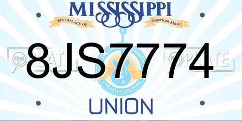 8JS7774 Mississippi License Plate